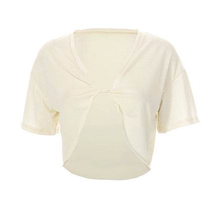 K23TP052 European and American women's clothing 2023 summer new solid color kink short sleeve T-shirt crop top foreign trade wholesale