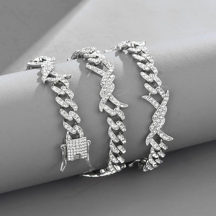 Thorn Spiny Flame Cuban Chain Cross-Border Hip-Hop Trendy Men's Cuban Chain Necklace Dropshipping