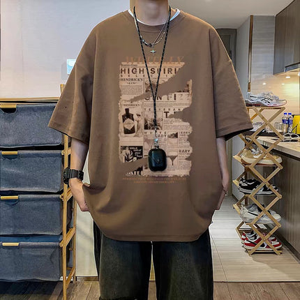 2025 New American Trendy Brand Letter Printed Short-Sleeved T-Shirt Men's Summer Ins Trendy Brand Loose Casual Top