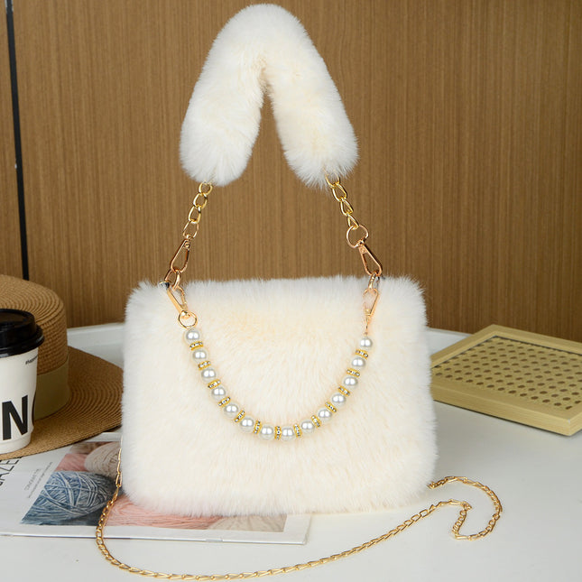 Cross-border Autumn and Winter Plush Bag New Style Bag Women's Ins Niche Chain Crossbody Bag Fashionable Small Square Bag Mao Mao Bag