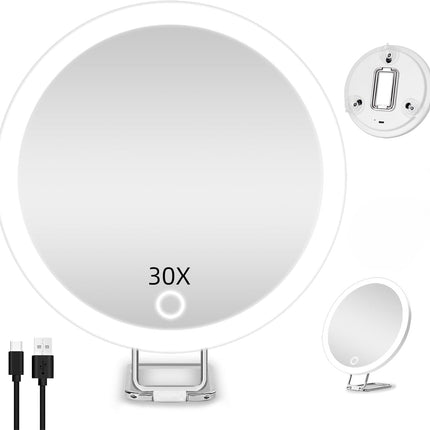 6 inch LED light-emitting makeup mirror 30 times 40 times rechargeable led light with lamp amplification 360 degree rotating makeup mirror