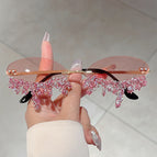 Gold frame pink flakes silver background pink diamonds