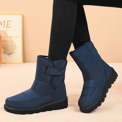 Women's Winter Cotton Boots, Large Size, Fleece-Lined, Thickened Long Boots, Lightweight Polyurethane Cotton Shoes, Warm Snow Boots