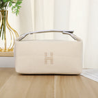 Beige-h canvas cosmetic bag