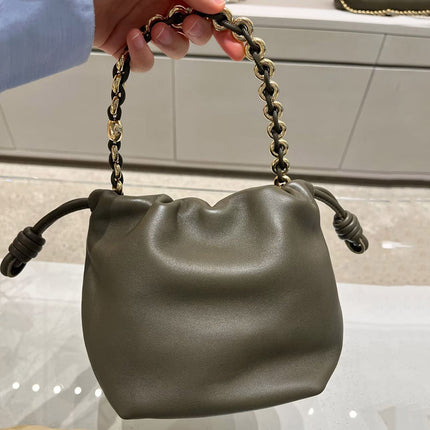 2026 New Chinese Style Crossbody Women's Bag, Cowhide Lucky Bag, Bucket Bag, Drawstring Cloud Bag, Single Shoulder Crossbody Underarm Women's Bag