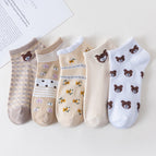 0186 cartoon lace bear / Naked socks