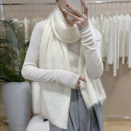 [brushed series] new 100 pure cashmere ladies solid color all-match fashion fleece scarf lengthened
