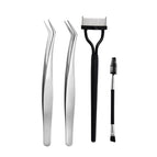 Four-piece set [pointed gold feather clip + round gold feather clip + eyebrow brush + eyelash comb]