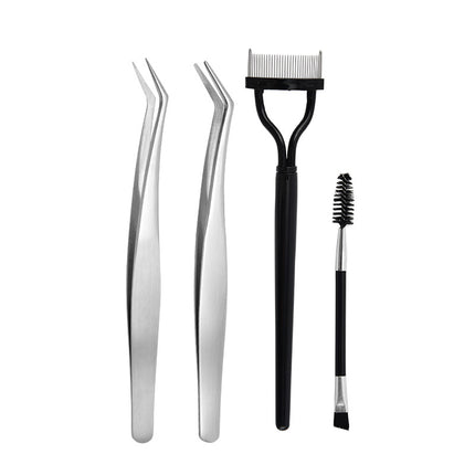 Beginner's False Eyelash Tweezers, Eyelash Artist's Eyelash Grafting Tools, Stainless Steel Tweezers, Precision Eyelash Beauty Tool Set