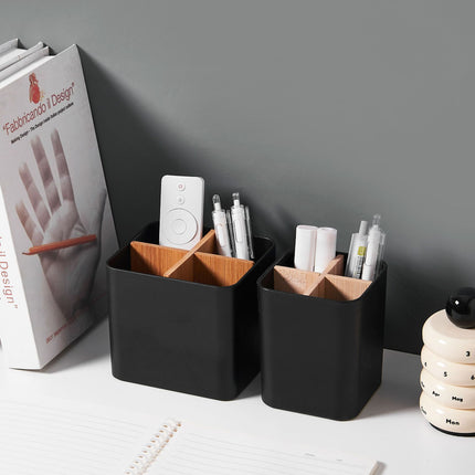 Creative pen holder bamboo and wood compartment storage box large capacity stationery pencil watercolor pen finishing box cosmetic brush storage bucket