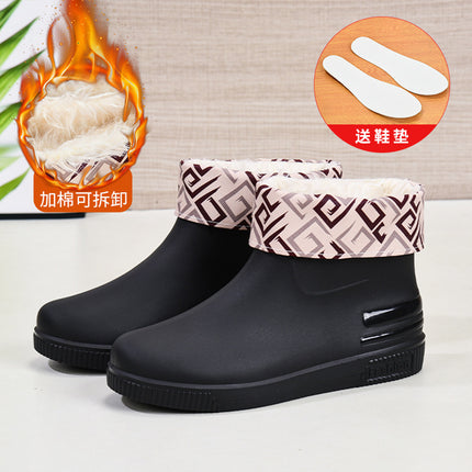 Cross-Border Hot-Selling Women's Rain Boots, Women's Short Outer Water Shoes, Warm Low-Cut Rain Boots, Waterproof Boots, Rubber Shoes, Overshoes Wholesale