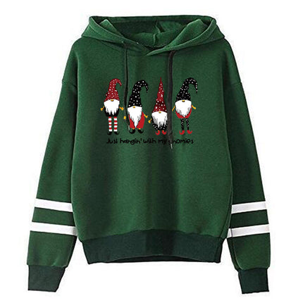 Cross-border European and American foreign trade sources Santa Claus printed parallel bars striped hooded hoodie autumn and winter European and American women