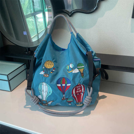 ball chain Japanese high quality eco-friendly shopping bag embroidered hand canvas bag nylon shopping bag