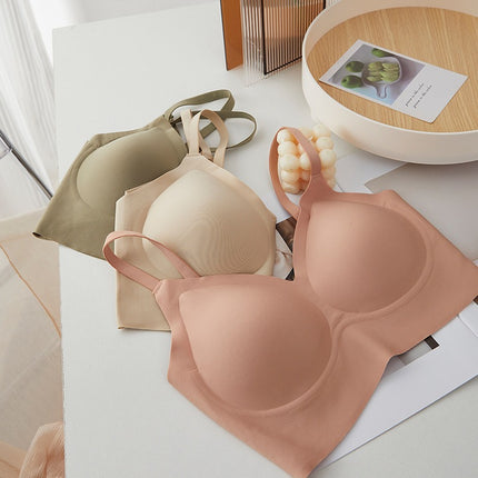 Liquid Foundation Seamless Underwear Jelly Soft Support Semi-fixed Cup No Steel Ring Breathable Comfortable Naked Women's Underwear