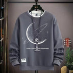 Round neck sweatshirt globe gray / (s size) weight 70-85