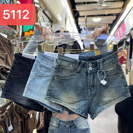 Actual Photos of the Gear, New High-Waisted A-Line Denim Shorts for Sexys, Slimming Look, High-Waisted, Hip-Lifting, Tight-Fitting Hot Pants 5112