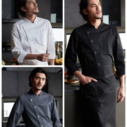 Teshemei Chef Uniform Long-Sleeved Men's Summer Western Restaurant Hotel Cafeteria Restaurant Back Kitchen Chef Uniform Workwear