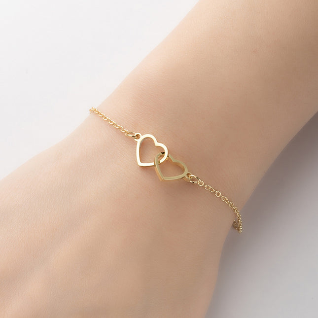 Simple Mini Love Bracelet Women's Fashionable All-match Ins Korean Style Stainless Steel Niche Design Peach Heart Bracelet