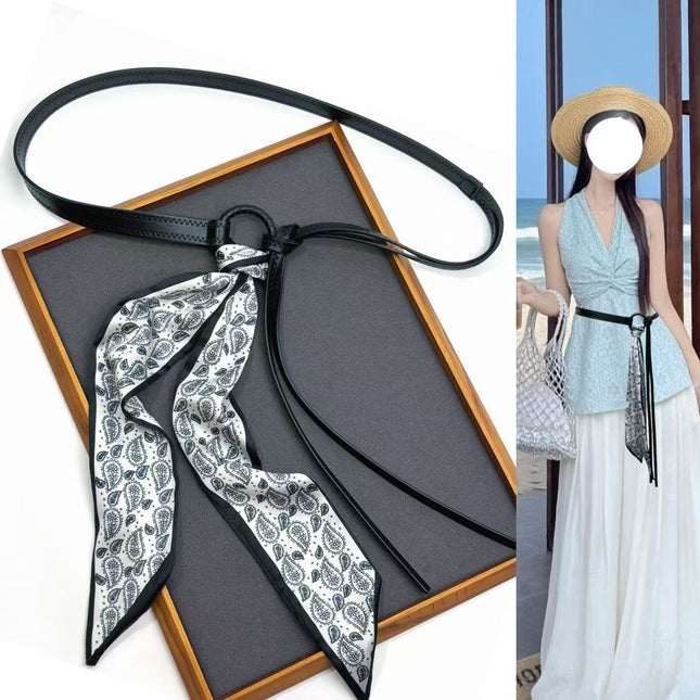 Retro Pattern Belt Women's Silk Belt Belt Hip-Hop Punk Decoration with Jeans Belt Accessories