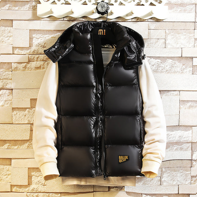 Black gold vest men's winter thickened cold-proof outer wear down cotton vest loose plus size coat one-piece delivery