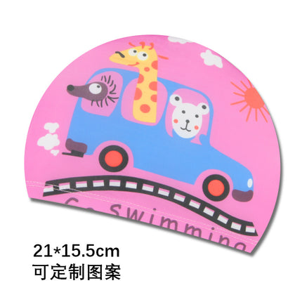 Cartoon Children's Swimming Cap Printed Cute Fashionable Cloth Cap for Boys and Girls Comfortable Non-Stretching Swimming Cap Cloth Cap Quick-Drying