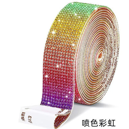 Cross-Border Rhinestone Stickers Self-Adhesive Diamond Strips DIY Clothing Shoes and Hats Rhinestone Strips Decorative with Diamond Stickers Rhinestones with Adhesive Backing Diamond Sheets