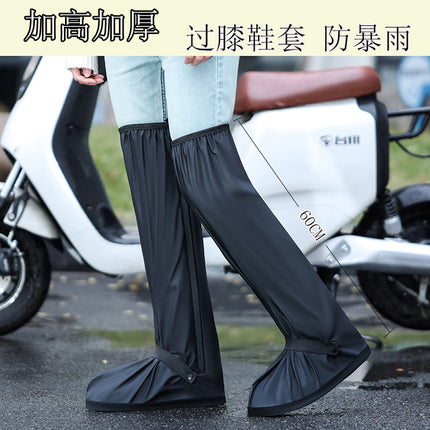 Heel-added waterproof and rainproof shoe cover for riding outer wear shoe cover thickened wear-resistant knee-high rain shoes rainstorm-proof boot cover