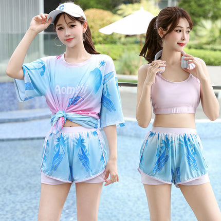 Swimwear Women's Split Conservative Seaside Vacation Three-piece Set 2025 New Flesh Covering Slimming Slight Fat Girl's Swimwear 200