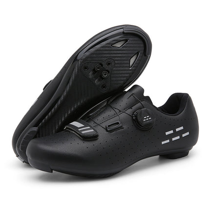 Road Mountain Men's and Women's Locked Bicycle Lockless Shoes Hard Sole Spinning Bicycle Riding Shoes Gym Black