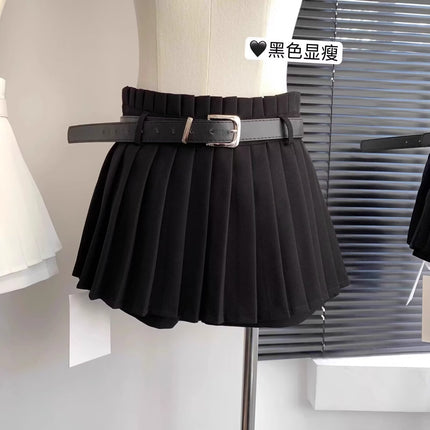 Spring and Autumn New Arrival Small Pleated Skirt A- Line Skirt Women's High Waist All-Match Anti-Glow Pop Skirt Popular