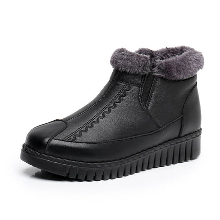 Mother Shoes Leather Shoes Autumn and Winter Cotton Shoes for the Elderly Winter Middle-aged Women's Winter Shoes Grandma Non-slip Warm Old Lady Velvet