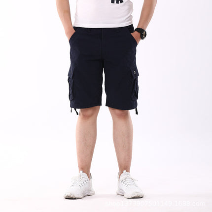Summer new men's casual shorts multi-pocket plus size loose shorts fashion trendy casual pants overalls men