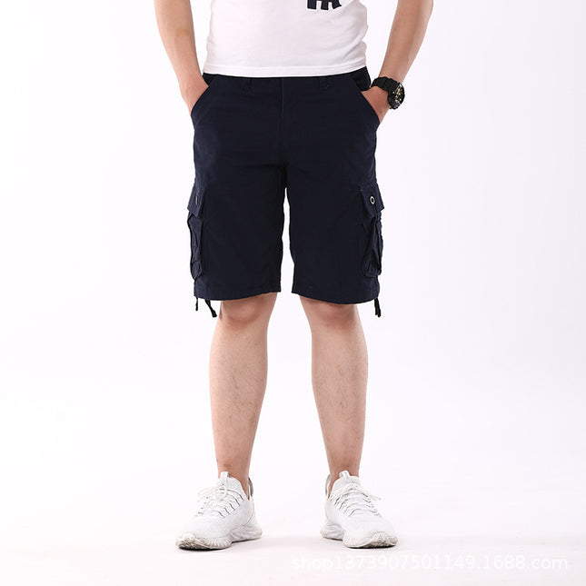 Summer new men's casual shorts multi-pocket plus size loose shorts fashion trendy casual pants overalls men