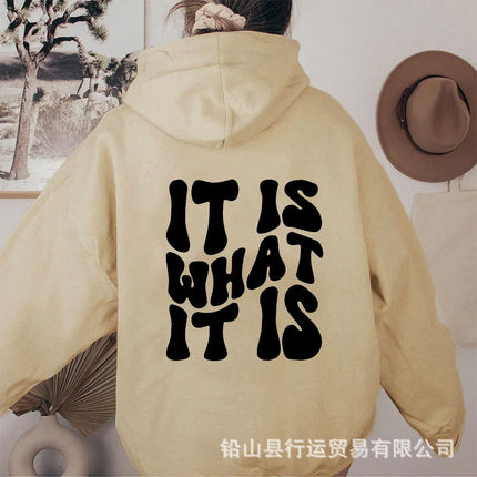 Cross-Border Export Women's Fleece Hoodie New Style Back Letter Print Hooded Sweatshirt Harajuku Hooded Top