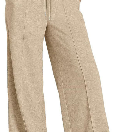 Cross-Border Export Amazon Temu2024 Spring and Summer European and American Style Pure Color Casual Wide-Leg Drawstring Elastic Waist Sweatpants