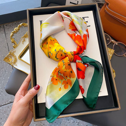 70cm Imitation Silk Square Scarf Fashion All-match Silk Scarf Professional Scarf Korean Style Neck Protection Scarf Decorative Small Square Scarf