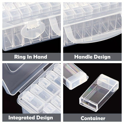 DIY Storage Beaded Transparent 64-Grids Rice Bead Storage Box Desktop Satchel Nail Art Jewelry Rice Bead Plastic Storage Box