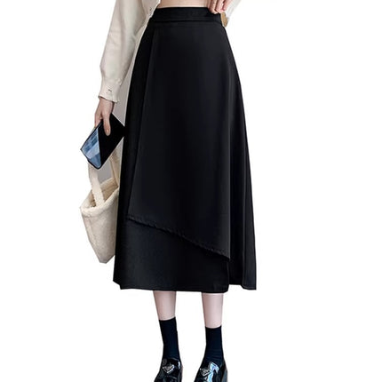 A- line Skirt Belly Covering Skirt Spring and Summer Ins New Commuter plus size chubby girl High Waist Slimming Irregular Pear-shaped Figure