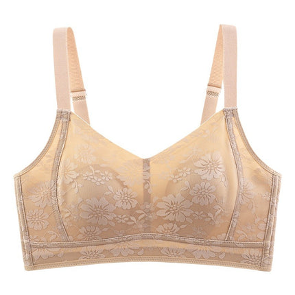 Large Chest Small Underwear Women's Thin Seamless Full Cup Breast-closed Anti-sagging Small Ultra-thin Lace Bra