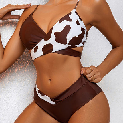 Two-Piece Swimsuit for Women, New Foreign Trade Sexy Pure Desire Style Bikini, Snake Print, High-Waisted, Backless, High-End Swimwear