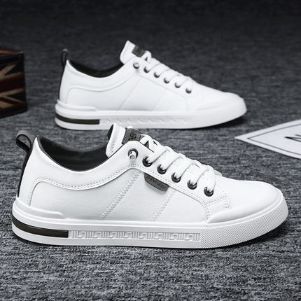 Cross-border Men's Shoes Breathable High-class All-match Slip-on Men's Casual Leather Shoes Sports PU Leather White Shoes