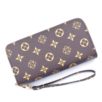 New Wallet Women's Long Double Zipper Clutch Bag Fashion Printed Large Capacity Double Layer Wallet Change Mobile Phone Bag