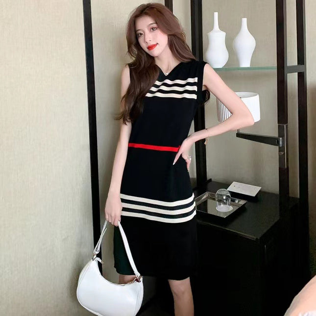 European Style Hooded Sleeveless Strap Dress for Women, Spring and Summer Loose Slimming Sweet Mid-Length Tank Dress