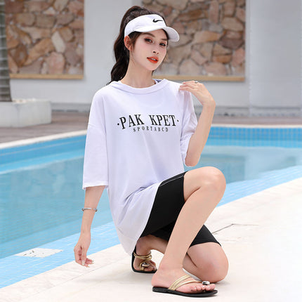 Swimsuit Women's Split Blouse Mid-Sleeve Sun Protection Sports Three-Piece Set Belly Covering Conservative Hot Spring Swimsuit for Girls and Students