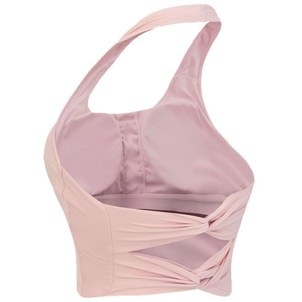 Halter Neck Sports Bra, Beautiful Back, Fixed Cup Yoga Vest, Shockproof Push-Up Pilates Running Bra, Summer High Appearance