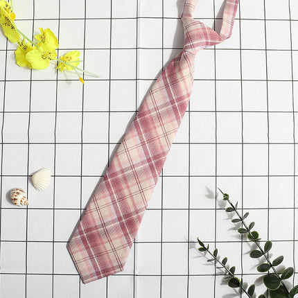 JK Small Tie Women's College Style Lazy Japanese Style Plaid Uniform Shirt Tie Student ins Men's and Women's Short Free Tie
