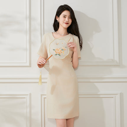 DZ24-64/high-end sense exquisite white dress summer new 2024 women's elegant high-end slim-fit skirt