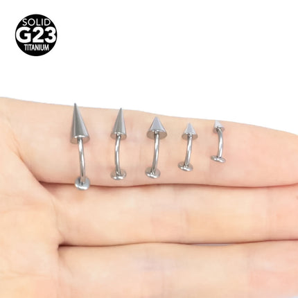 G23 titanium alloy flat-bottomed curved rod internal thread pointed cone devil lip nail ear bone nail puncture jewelry 6~16mm length