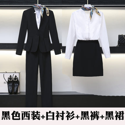 High-end professional dress winter long sleeve civil servant interview formal dress women beauty salon jewelry overalls professional temperament