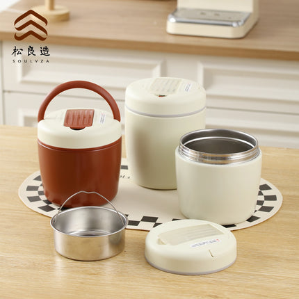 304 Stainless Steel Insulated Lunch Box Office Worker Lunch Box Portable Extra Long Insulated 12-Hour Insulated Bucket with Soup Bowl